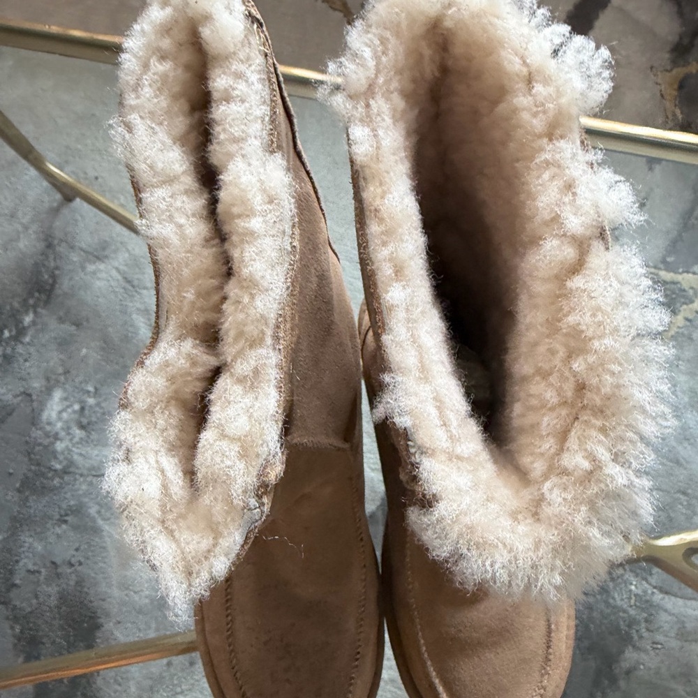 Ugg Downtown 5210 Chestnut Camel Light Brown Suede Sheepskin Tall Boots 8M - Picture 5 of 10